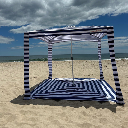 Large Beach Mat Navy Stripes banner