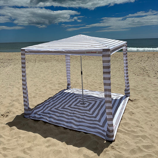 Large Beach Mat Beige Stripes banner